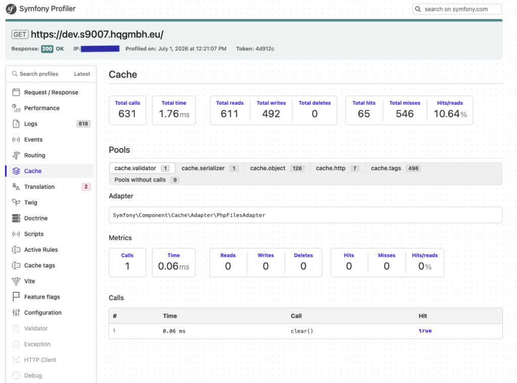 Profiler eines nicht optimierten Shops