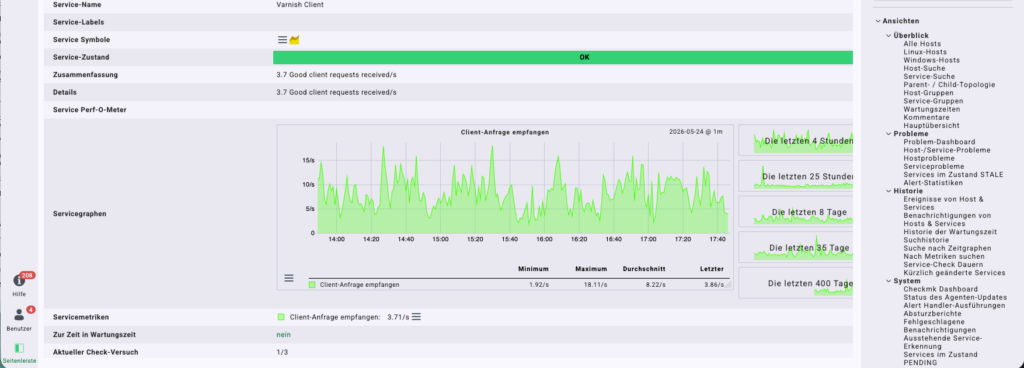 Screenshot optimal konfigurierter varnish unter showare 6.5 